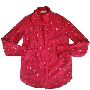 H&M Red Christmas Button-Down Shirt